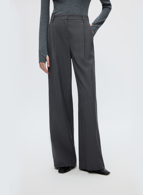 【王楚然同款】朗姿25高级感灰色羊毛西裤百搭西服裤时尚冬季新款