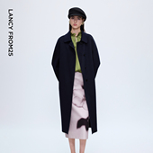 新款 朗姿纯羊毛复古双面呢直筒长款 毛呢外套气质呢子大衣2025冬季