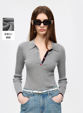 朗姿欧洲EiLEEN ELITEE老钱风polo领气质针织毛衣2025年秋季新款