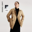 朗姿冬季 霍尔多巴吉白鹅绒复古设计感菱格风衣羽绒服气质外套 新款