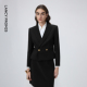 朗姿复古气质职业通勤黑色西装 西服上衣女 短款 外套春季 新款