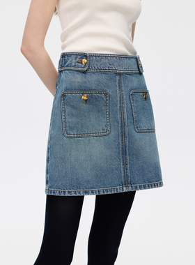 朗姿欧洲EiLEEN ELITEE2025年秋新款时尚复古牛仔半身裙A字半裙短