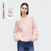 新款 朗姿复古灯笼袖 百搭通勤毛衣2025年冬季 时尚 宽松气质针织开衫