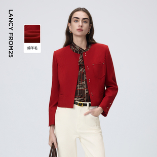 MONEY 2026年春季 HONG 短裤 新款 朗姿圆领优雅简约通勤短外套