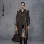 朗姿油蜡感复古风衣外套气质高级感2025年冬季 艺术家联名 新款