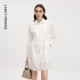 新款 连衣裙气质简约通勤短裙2026年夏季 领竖纹收腰衬衫 朗姿25衬衫