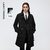 朗姿霍尔多巴吉白鹅绒中长款 风衣羽绒服外套设计感冬季