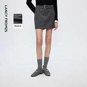 新款 女2025年冬季 王楚然同款 朗姿绵羊毛直筒短裙通勤OL休闲裤