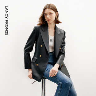 女士正装 气质黑色西装 高级感通勤职业西服外套新款 朗姿2024年秋季