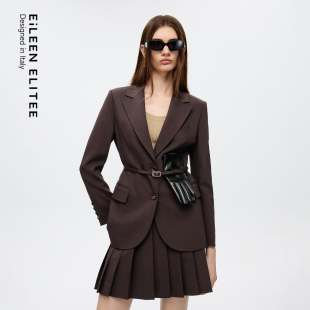 新款 外套女2025秋季 ELITEE复古美拉德平驳领西装 朗姿欧洲EiLEEN