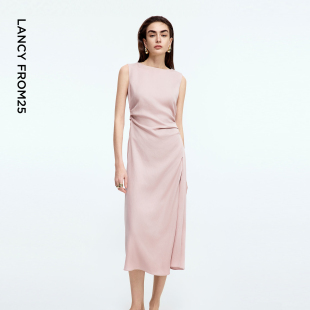 新款 连衣裙收腰高级感气质2025年秋季 修身 朗姿a字垂感轻礼服无袖