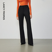 加绒裤 新款 冬季 子女高腰休闲裤 朗姿复古通勤高弹喇叭裤 加厚 西裤