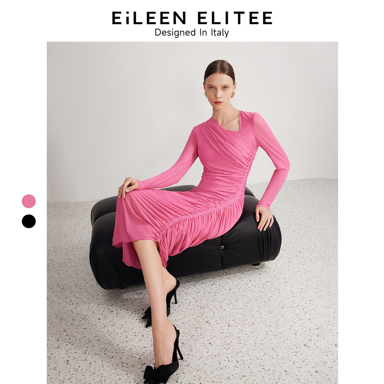 朗姿欧洲EiLEEN ELITEE修身显瘦设计感裙子2024年夏季新款连衣裙