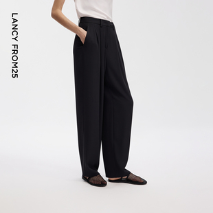 子休闲裤 显瘦百搭高腰直筒阔腿长裤 女春夏法式 朗姿25职业西裤