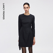 新款 朗姿高级感轻礼服连衣裙优雅修身 收腰圆领裙子女2025年冬季