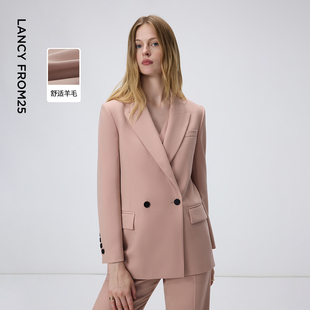 干练通勤风西服2026年春季 朗姿羊毛戗驳领西装 新款 艺术家联名