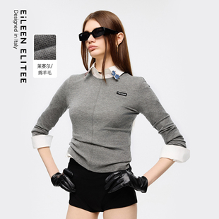 新款 气质T恤休闲通勤上衣2025年秋季 女 ELITEE修身 朗姿欧洲EiLEEN