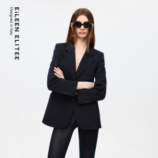 ELITEE藏蓝色羊毛商务西装 朗姿欧洲EiLEEN 外套女新款 免定金