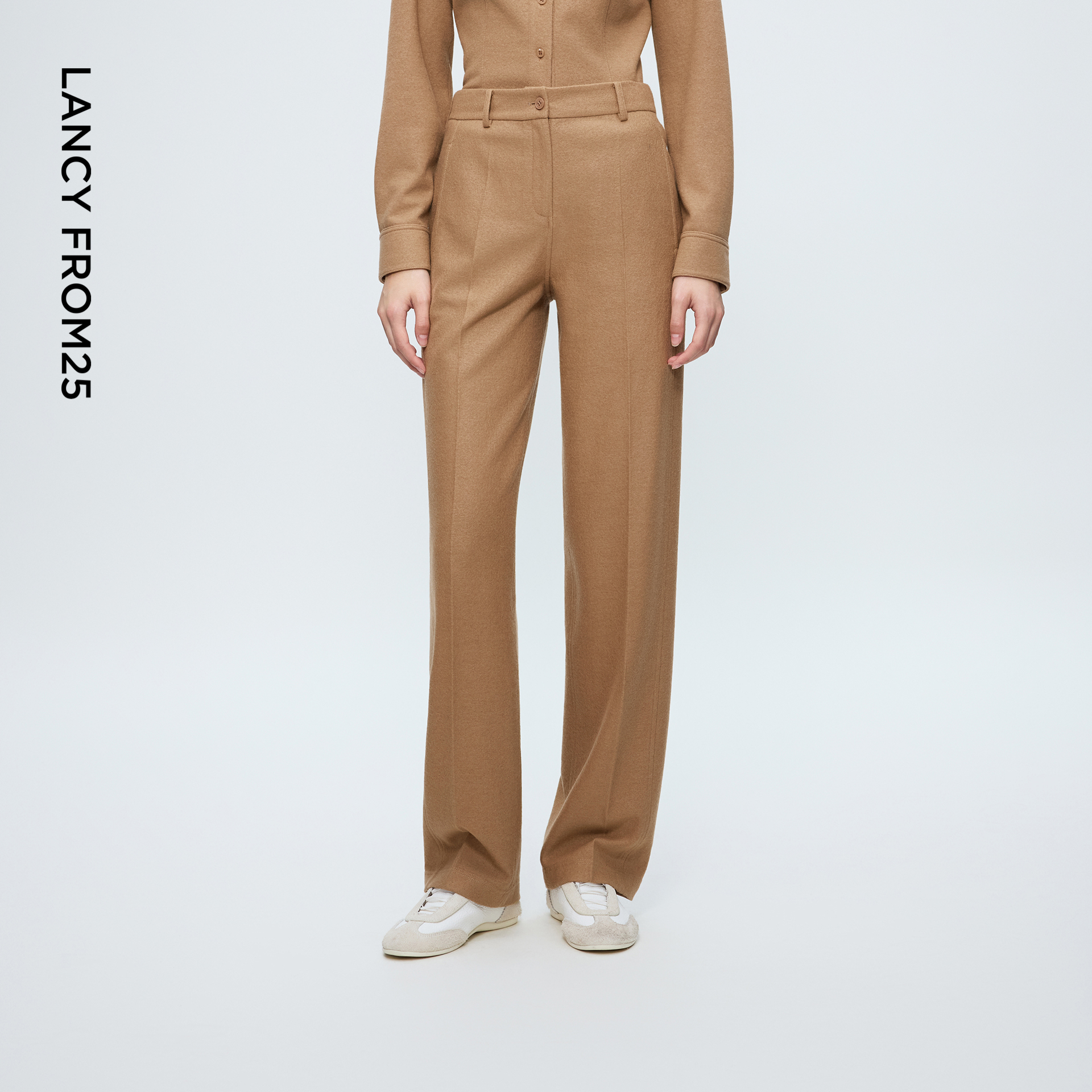 【从绒系列】朗姿羊毛直筒阔腿西装裤气质通勤长裤2025年冬季新款 - 封面