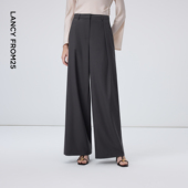 新款 OL高级感2026年春季 女 女直筒西裤 朗姿商务通勤灰色宽松阔腿裤