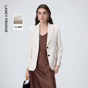 通勤气质西装 朗姿醋酸高级感职业白色西服外套女士2024年秋季 新款