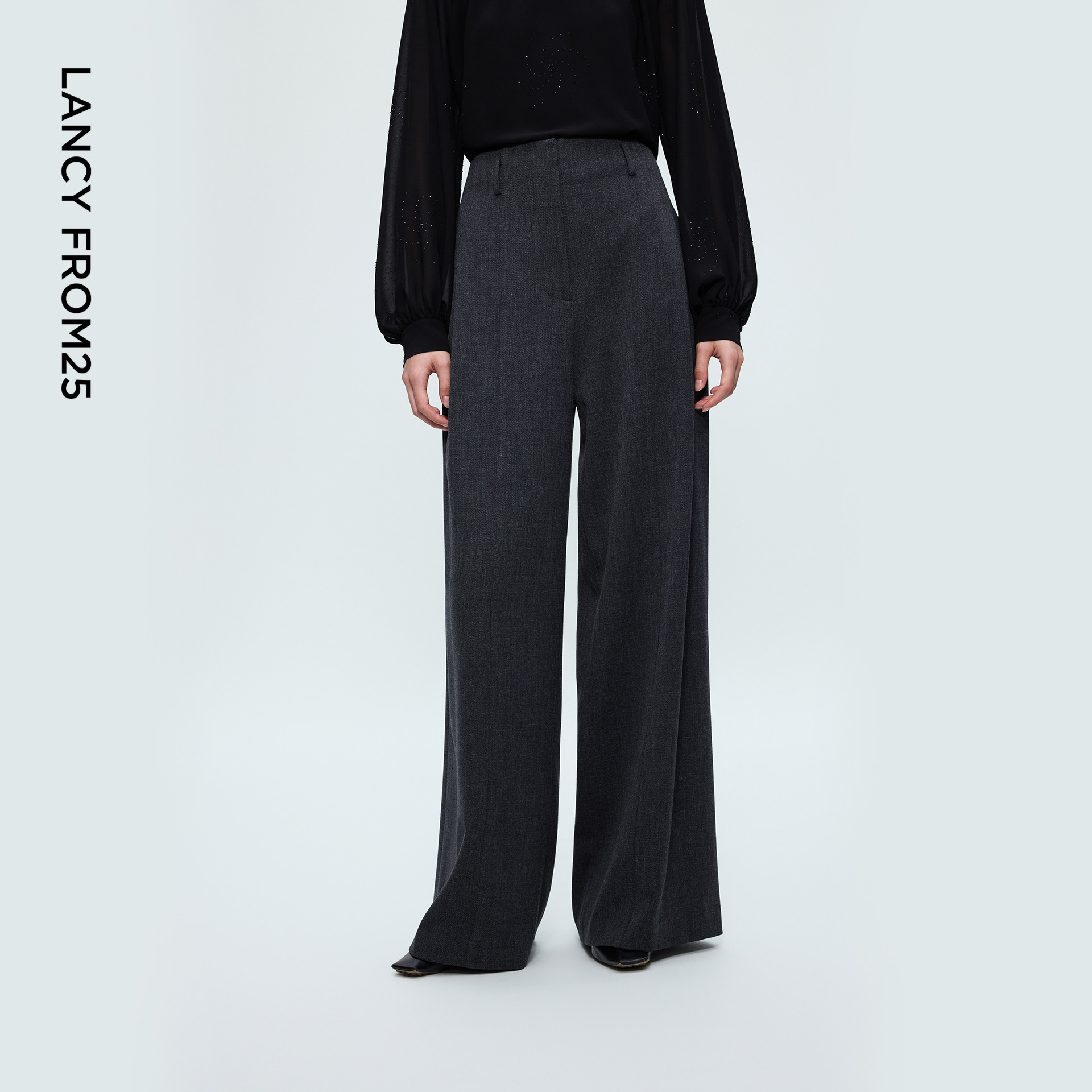 朗姿高级感百搭阔腿西装裤女通勤OL西裤高腰2025年冬季新款