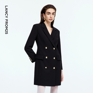 新款 2025年秋季 连衣裙女双排扣商务高端裙装 朗姿高级感羊毛西装