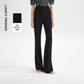 喇叭裤 长裤 马蹄裤 新款 子 夏季 朗姿复古气质显瘦高腰黑色休闲裤