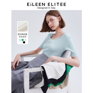 朗姿Basic衣橱 ELITEE气质毛针织衫 欧洲EiLEEN T恤 短袖 夏新款