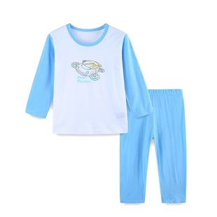 套装 日本郡是GUNZE新款 家居服睡衣裤 长袖 春夏超薄棉男中大童四季