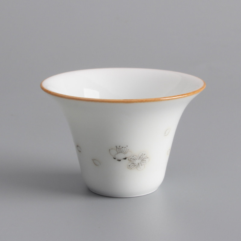 春山玉品甜白色釉马蹄杯全手工茶杯单杯主人品茗杯景德镇功夫茶具