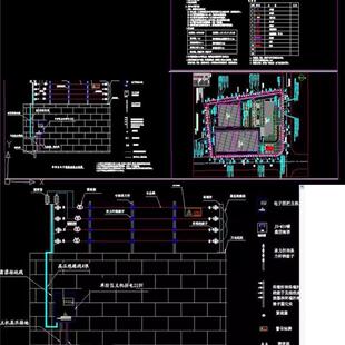 F小区住宅围墙单防区电子围栏室外监控CAD施工图安装示意图平面图
