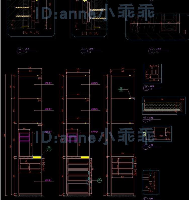 现代简约风北欧家装住宅室内板式家具木饰面衣帽间衣柜CAD施工图