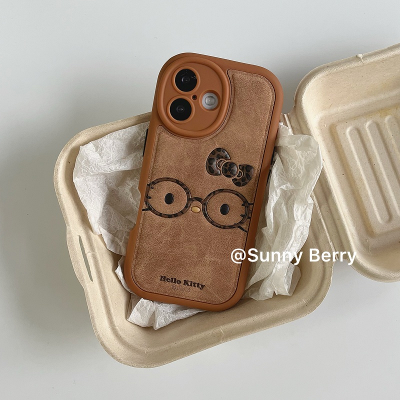 向日的浆果ins韩系小众秋冬棕立体纹可爱豹纹蝴蝶结猫咪适用苹果17pro手机壳iphone16promax/14/15保护套防摔