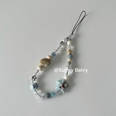 手机链挂绳海洋蓝星星贝壳小众