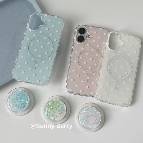 向日的浆果ins风韩系小众夏日简约波点元素流沙磁吸支架适用苹果17pro手机壳iphone16promax/15/14保护套防摔