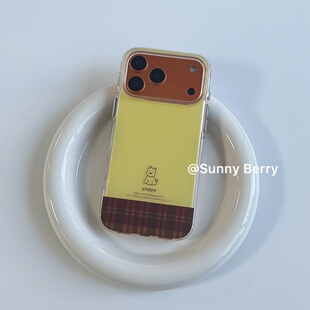 向日的浆果ins韩系小众初秋可爱黄拼棕格西高地狗狗简约适用苹果17pro手机壳iphone16promax/15/14保护套防摔