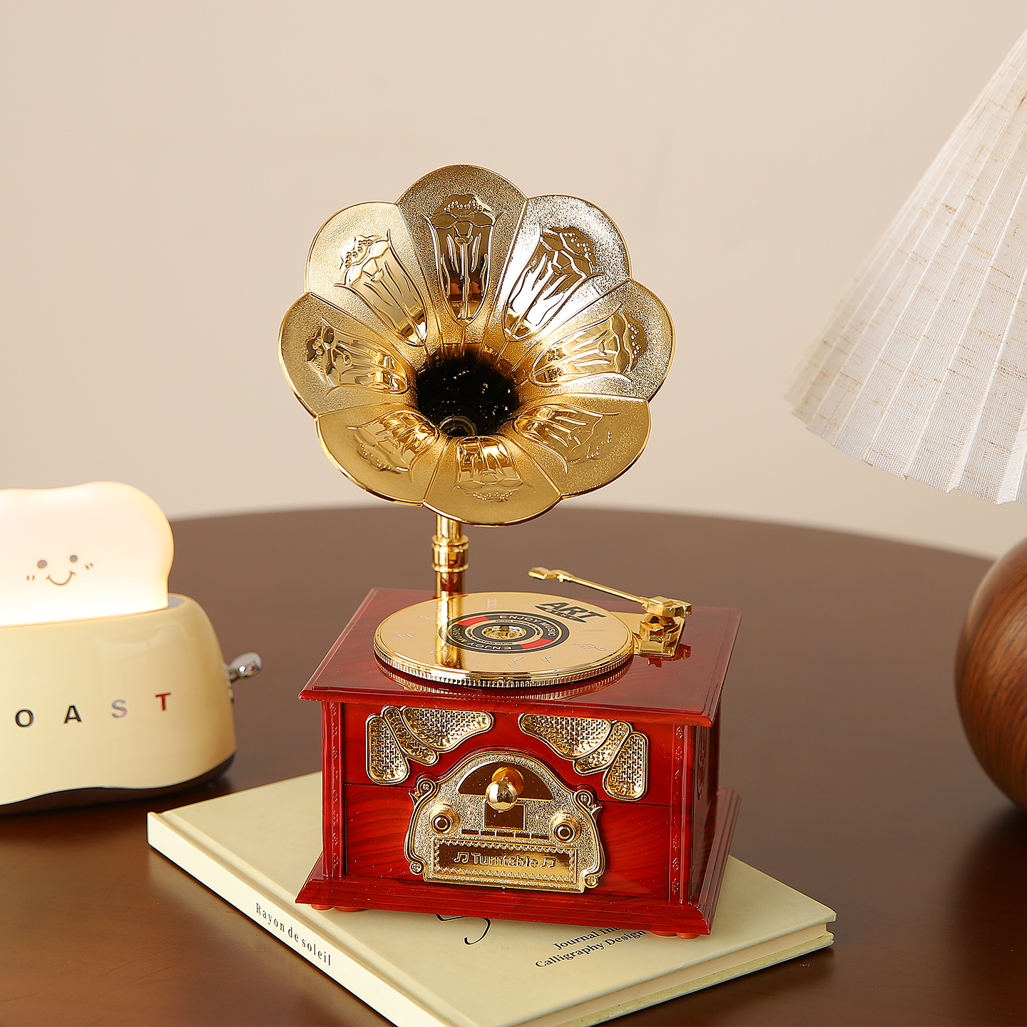 复古音乐八音盒留声机模型桌面摆件小众高级感客厅电视柜家居装饰