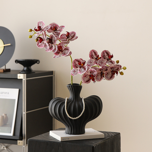 饰品 极简装 复古陶瓷花瓶摆件客厅插花轻奢小众高级感法式 中古意式