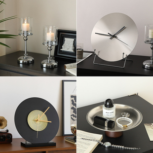 意式极简桌面时钟摆件表摆台式钟表静音座钟客厅电视柜高级感装饰