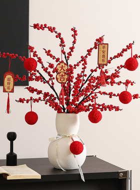 2026过新年红果发财果装饰春节喜庆氛围布置电视柜餐桌年宵花摆件