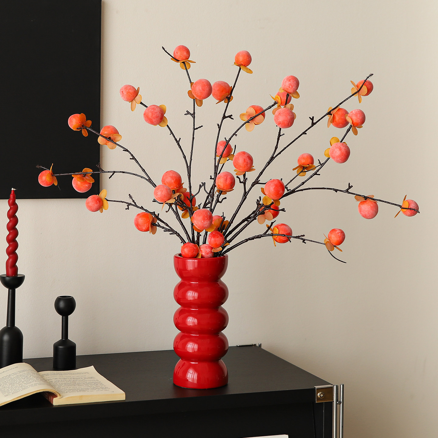 事事柿柿如意柿子摆件入户玄关客厅家居电视柜餐桌乔迁新居装饰品,家居饰品,装饰摆件,淘宝优惠券,粉丝福利购,淘宝优惠卷