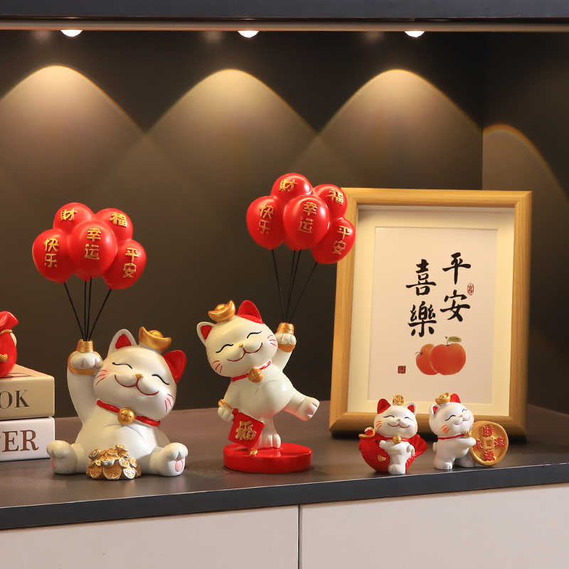 小红书万人种草气球招财猫摆件