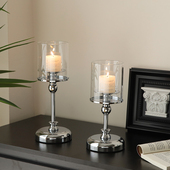 轻奢覆古玻璃烛台香薰蜡烛托 饰摆件烛光餐桌道具浪漫场景 托台装