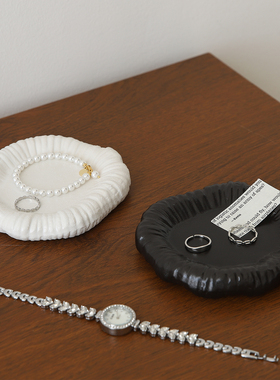 中古风玄关桌面收纳香薰托盘摆件高级感小众ins风首饰戒指展示盘