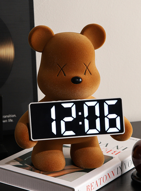 轻奢暴力熊时钟摆件客厅家居玄关电视柜意式极简小众高级感装饰品