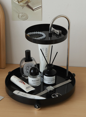 中古风入户玄关收纳置物架摆件轻奢高档客厅电视鞋柜台面香薰托盘