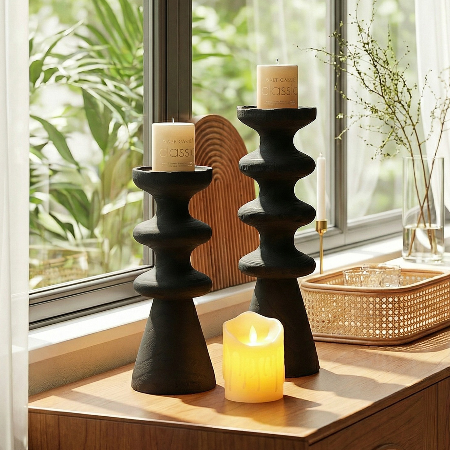 侘寂风复古烛台摆件样板房民宿酒店餐厅客厅桌面装饰品家居软装