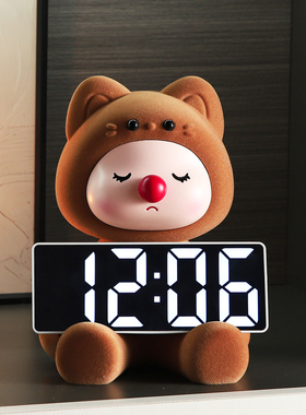 可爱治愈创意时钟摆件入户玄关酒柜客厅家居房间好物办公桌装饰品