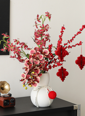 2026迎新年春节家里客厅玄关电视柜花束装饰摆件房间氛围场景布置